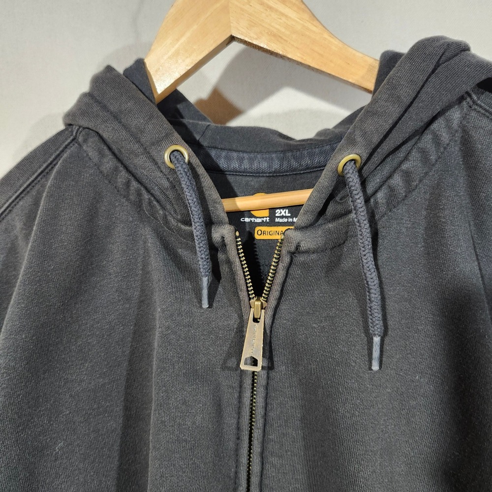 Carhartt Rain Defender Black Full Zip Hoodie Mens 2XL Original Fit Heavyweight - Picture 15 of 15